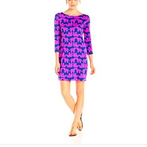 Lilly Pulitzer Marlowe dress Pack Your Trunk Elephant print dress indigo pink XS